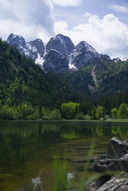 Alpine lake photo converted from 2D into a 3D photo